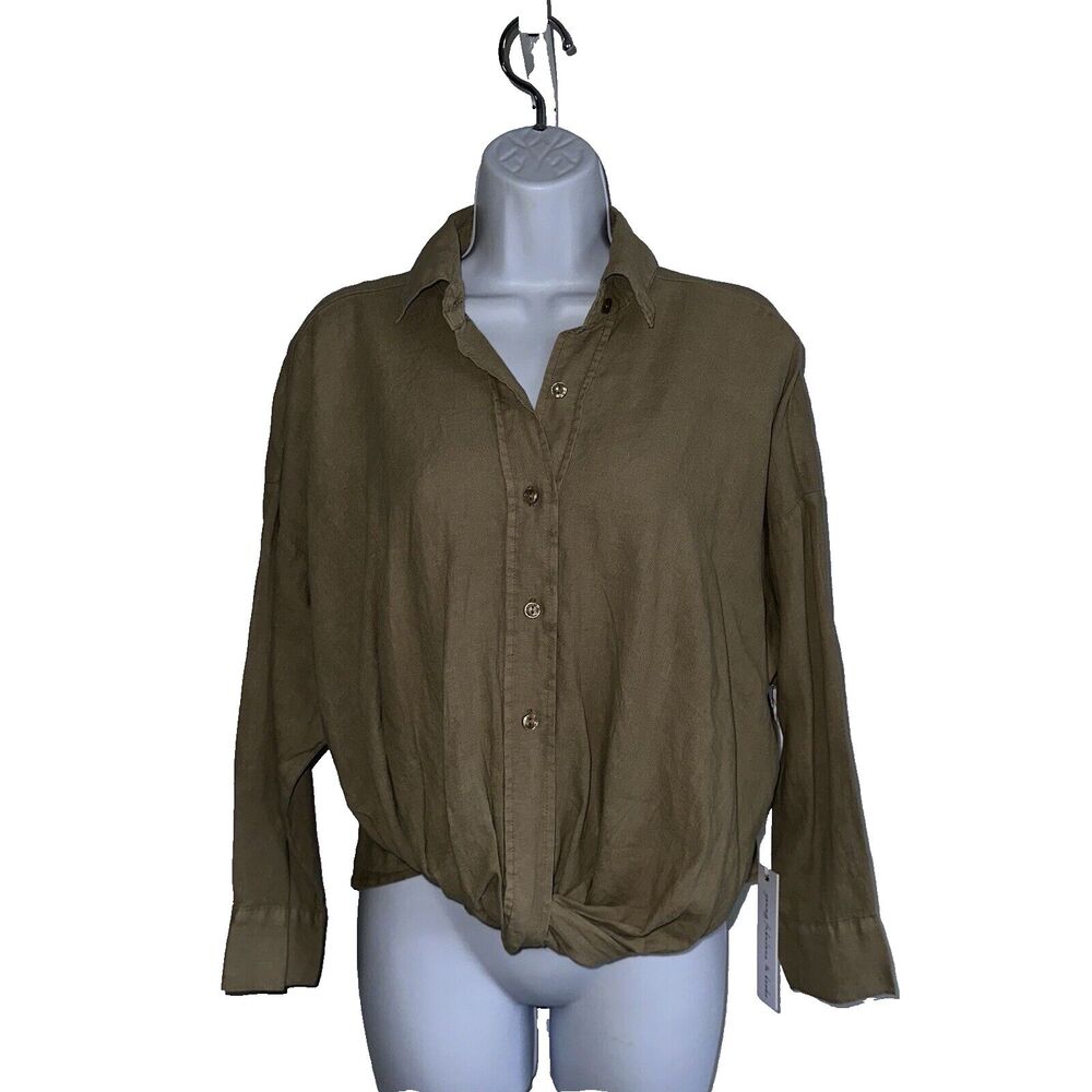 Young Fabulous & Broke Linen Blend Button Front Shirt Size XS NWT Tan